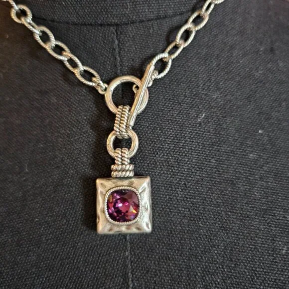 Touchstone by Swarovski Silver Amethyst Imperial Necklace - Picture 2 of 3